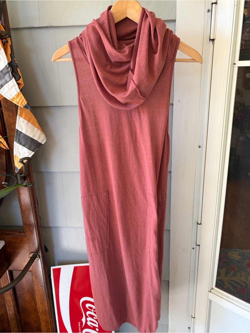 FP Beach Rust Terracotta Cowl Neck Drape Neck Midi Dress